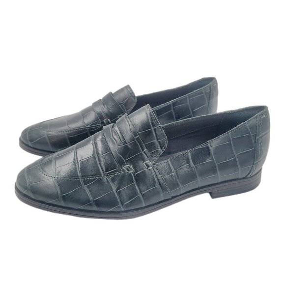 NEW Rockport Perpetua Penny Loafer in Hunter Green Embossed Vegan Croc Size 5.5 - Picture 2 of 10